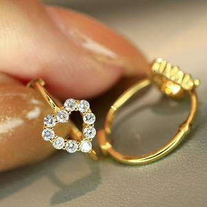 อาซูโอ 18K ทองคำแท้สีเหลือง Au750 เพชรธรรมชาติแท้ 0.26 กะรัต ทรงบริลเลียนต์รูปหัวใจ ต่างหูแบบเกี่ยว ของขวัญสำหรับผู้หญิง งานแต่งงาน งานปาร์ตี้ - Product Image 4