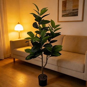 Bonsái de Árbol de Caucho para Decoración de Interiores, Planta Artificial con Hojas Simuladas - Product Image 4