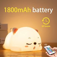 Veilleuse pour enfants mignonne en silicone, chaton endormi, animal, rechargeable par USB, lampe portable, chat kawaii, veilleuse de table