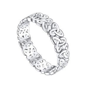 핫 925 실버 여성용 반지 체인 올리브 리프 스타 웨딩 약혼 보석 - Product Image 1