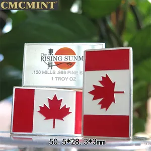 Personnaliser pièce Souvenir argent 1 Oz 100 argent moulins. 999 drapeau du Canada Bar