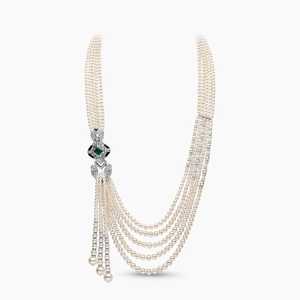 Lixin di lusso 2 pezzi set di gioielli di moda lussuosi orecchini di perle di platino smeraldo per donna - Product Image 3