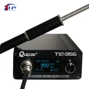 QUECOO T12-956 납땜 디지털 스테이션 전자 납땜 인두 OLED 1.3 인치 블랙 M8 핸들 및 T12 납땜 인두 팁