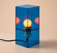 Lampe de bureau créative géométrique carrée en acrylique, veilleuse en acrylique miroir, lumière d'ambiance à intensité variable, style moderne
