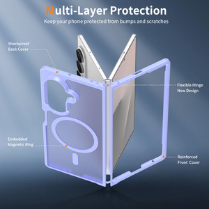 Coque de téléphone magnétique antichoc populaire violet clair pour Samsung Z Fold <span class=keywords><strong>7</strong></span> 8, finition soyeuse translucide luxueuse, personnalisable - Product Image 4