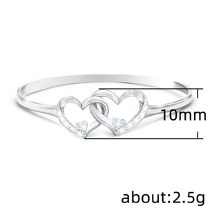 Anello Geometrico a Doppio Cuore per Donne, Gioiello Elegante in Rame con Zirconi, Minimalista per Uso Quotidiano - Product Image 3