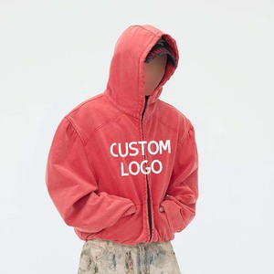 Nueva Sudadera con Capucha de Algodón 100% para Hombre, Estampado Otoño-Invierno, Logotipo Personalizado, Estilo Urbano, Efecto Desgastado, Holgada y Pesada - Product Image 1