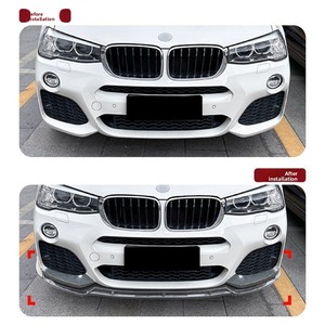 Kit Spoiler Anteriore e Protezioni Angolari per BMW <span class=keywords><strong>X3</strong></span> <span class=keywords><strong>F25</strong></span> X4 F26 LCI Sport 2014-2017, Finitura in Fibra di Carbonio Nero Lucido - Product Image 4