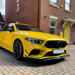 Spoiler de pare-chocs avant pour Mercedes Benz Classe A W177 2019-2023 A180 A200 A35 AMG Noir brillant / Aspect fibre de carbone - Product Image 4