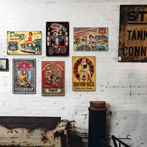Letrero Metálico Retro Route 66 Pin Up, Decoración de Pared con Diseño de Auto Viajando por América, para Garaje, Cueva del Hombre, Bar - Product Image 2
