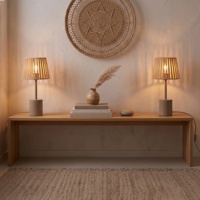 Lampe de table en corde de coton tissée à la main style bohème, base en métal, lampe de chevet pour chambre à coucher, salon, décoration intérieure, éclairage LED