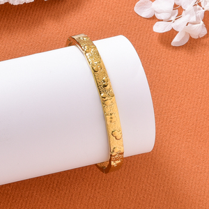 Zeadear classic evenly scattered floral ornament grain textured exterior durable luminous smooth 18k gold <b>bangle</b> <b>bracelet</b> - Product Image 1