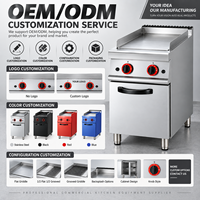 Grill à gaz propane professionnel avec plancha en acier inoxydable et armoire pour restaurant, traiteur et cuisine