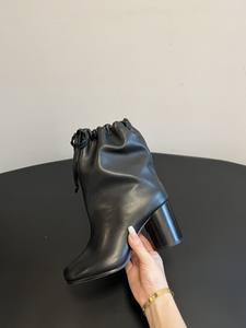 Botines de moda para mujer con punta abierta y Punta abierta de cuero genuino con forro térmico botas <span class=keywords><strong>Tabi</strong></span> de tacón grueso para verano e invierno - Product Image 2