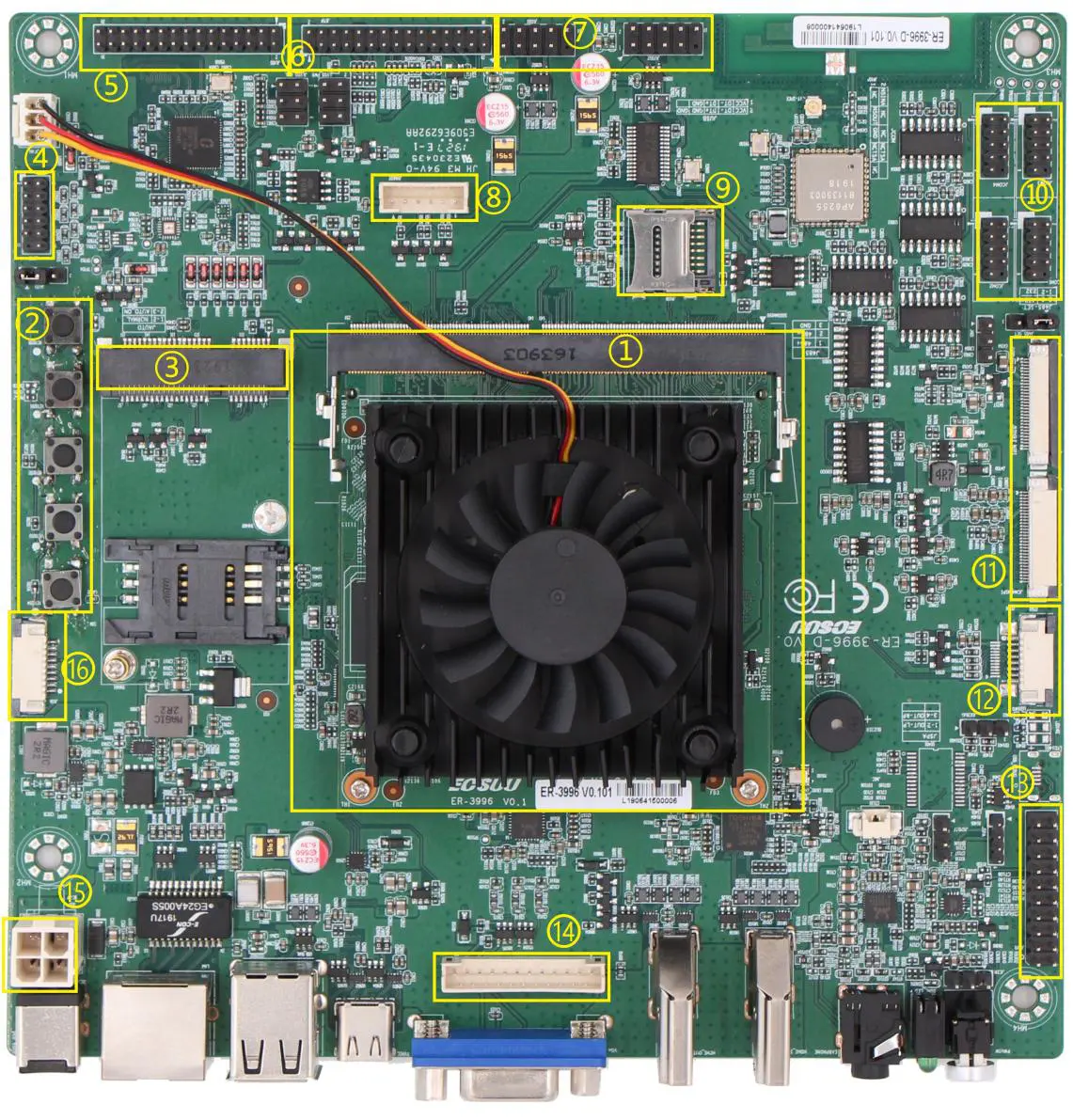 ECSUU ARM 6 코어 64 비트 프로세서 안드로이드 7.1 시스템 락칩 RK3399 CPU eMMC 메인보드