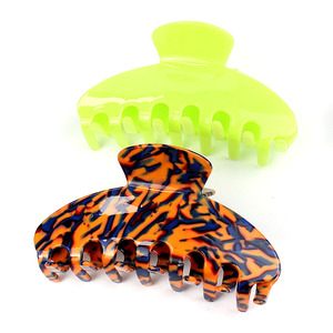 CANYUAN - Nueva Pinza de Pelo Grande de Acetato con Rayas de 13 cm para <span class=keywords><strong>Mujer</strong></span>, Pinza de Pelo Fluorescente <span class=keywords><strong>Verde</strong></span> Extra Grande para Cabello Grueso - Product Image 1