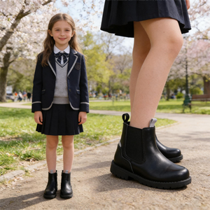 Botas de Moda para Niñas - Otoño-Invierno <span class=keywords><strong>2025</strong></span> Estilo Británico con Lámina Reflectante y Suela de Goma de Seguridad - Color Nude - Logotipo Personalizado - Product Image 2