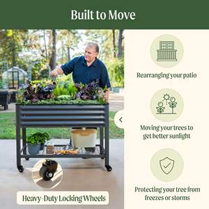 Lit de jardin <span class=keywords><strong>sur</strong></span>élevé avec pieds pour plantes d'extérieur, chariot de <span class=keywords><strong>jardinière</strong></span> <span class=keywords><strong>sur</strong></span>élevé <span class=keywords><strong>sur</strong></span> roues pour patio de légumes, de fleurs et d'herbes. - Product Image 2