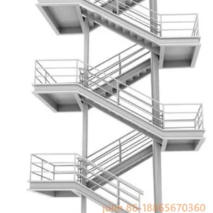 Cầu thang thoát hiểm ngoài trời kim loại cầu thang công nghiệp và sàn Catwalk