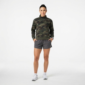 Sweat-shirt à col roulé camouflage pour femme, coupe classique, manches longues, tricoté, respirant, pour l'automne, avec cols montants camouflage - Product Image 1
