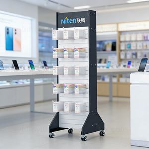 Support de présentation roulant avec crochets coulissants flexibles et roues en métal robustes, idéal pour accrocher les accessoires de téléphonie mobile, les produits 3C, les magasins - Product Image 1