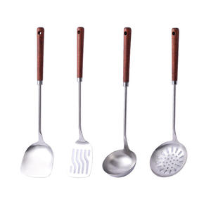 Conjunto De Utensílios De Cozinha Conjunto De Utensílios De Cozinha Atacado Cabo De Madeira Amostras Grátis De Aço Inoxidável Utensílios De Cozinha Utensílios De Silicone - Product Image 2