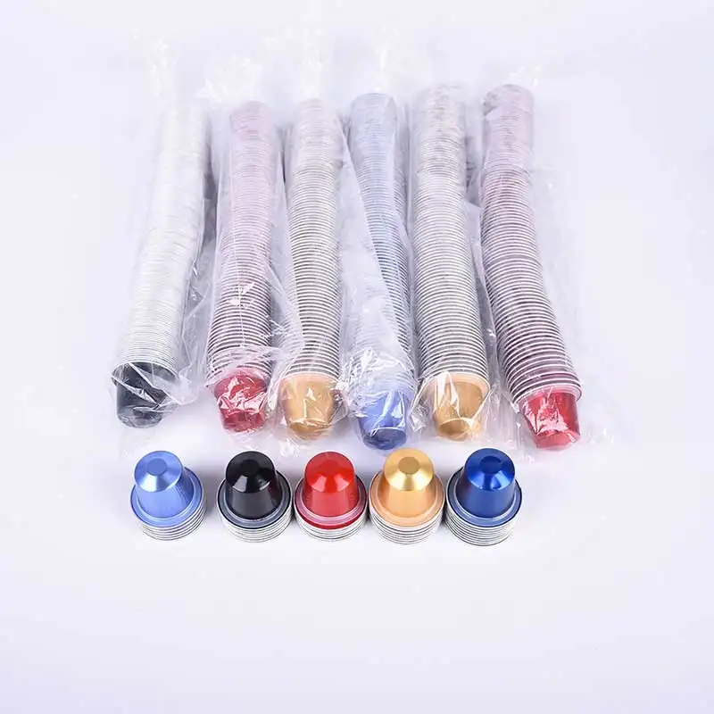100 Pcs Disposable Empty Aluminum Foil Coffee Capsules Nespresso New Pods With Self-adhesive Lid