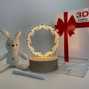 Tablero de Mensajes 3D Acrílico Luminoso de Madera y Plástico USB DIY con Lámpara LED de Noche y Bolígrafo, para Dormitorio, con Alimentación por Enchufe - Product Image 2