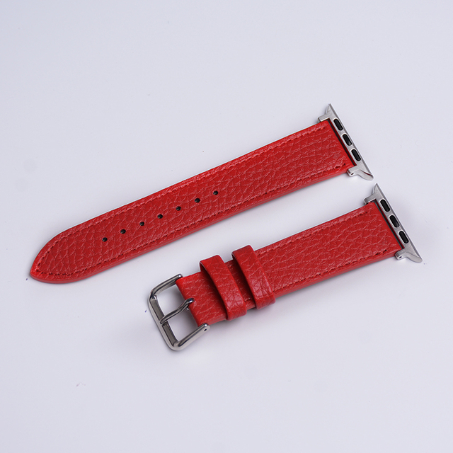 Designer Style New Tapered Full Grain Genuine Lychee Leather Watch Strap Men Woman Sport Bracelet  Leather Band for iphone Watch