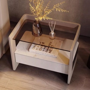 Light Luxury <strong>Minimalist</strong> Tempered Glass <strong>Bedside</strong> <strong>Table</strong> Bedroom Modern Smart Wireless Charging Night <strong>Table</strong> - Product Image 3