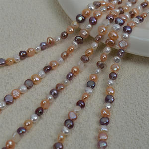 Perles d'eau douce naturelles de 5 mm, brillantes des deux côtés, avec trou latéral, couleurs mélangées, semi-finies, pour la fabrication de bijoux DIY, colliers, perles en vrac - Product Image 1