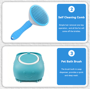 Brosse à shampoing pour <span class=keywords><strong>chien</strong></span> Gants de <span class=keywords><strong>toilettage</strong></span> pour animaux de compagnie Fournitures de <span class=keywords><strong>toilettage</strong></span> pour chats Kit de nettoyage pour animaux de compagnie 5 en 1 - Product Image 5