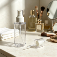 Bouteille de pulvérisation fine pour lotion en PET avec estampage à chaud personnalisé, flacon pompe cosmétique transparent vide pour emballage de produits de beauté et de soins de la peau
