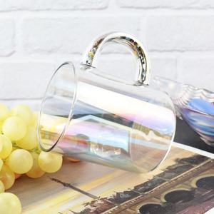 Tazas <span class=keywords><strong>de</strong></span> té iridiscentes con diamantes <span class=keywords><strong>de</strong></span> imitación, tazas <span class=keywords><strong>de</strong></span> cristal con diseño <span class=keywords><strong>de</strong></span> Aurora, sublimación, estrellas coloridas dentro del mango, <span class=keywords><strong>2022</strong></span> - Product Image 2