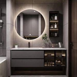 Light Luxury Black Bathroom Cabinet Smart <b>Mirror</b> Standalone Display Cabinet Hanging Cabinet Body White Sink - Product Image 3