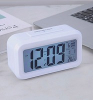 Horloge de table silencieuse à LED en quartz moderne avec affichage de la température, veilleuse, design décoratif, ABS, fonctionne sur piles