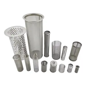 Factory custom 304 Stainless Steel Wire Mesh Filter Barrel Flange Shape Screen Strainer Various Size