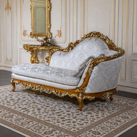 Chaise longue de luxe en bois sculpté à la main de style baroque antique Chaises longues de style baroque royal