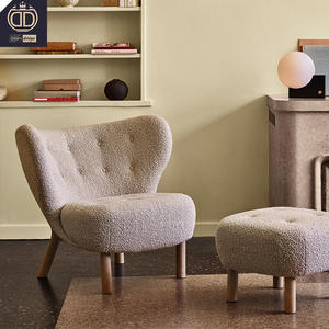 Gamba in legno <span class=keywords><strong>piccola</strong></span> <span class=keywords><strong>Petra</strong></span> Lounge bianco Boucle soffice accento sedia moderna <span class=keywords><strong>piccola</strong></span> orsacchiotto bouclé tessuto Amr sedia - Product Image 2