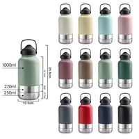 Bouteille d'eau portable intelligente 3-en-1 de 32 oz en acier inoxydable avec logo personnalisé, distributeur automatique de nourriture pour animaux, motif uni, étanche pour chien