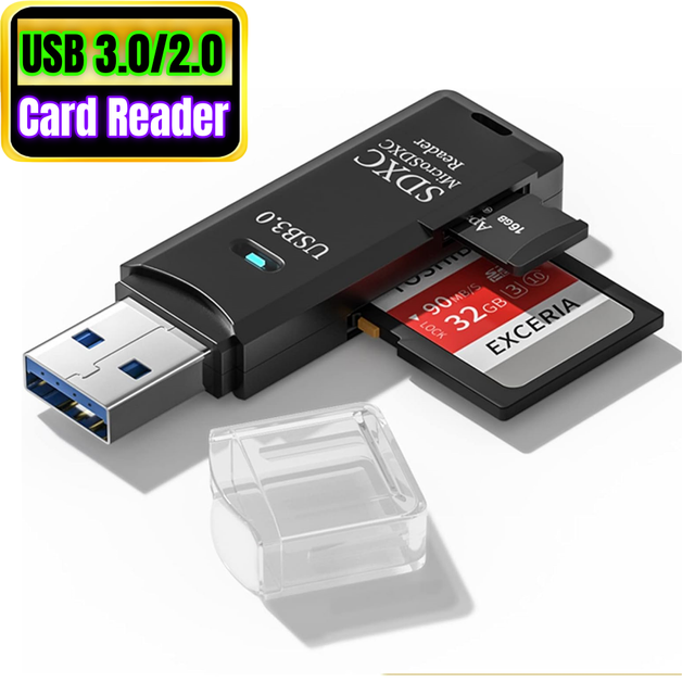 USB 3.0 Micro TF SD Card Reader, 5Gbps 2 in 1 USB3.0 Dual Slot SD Memory Card Reader USB 2.0 Adapter for SDXC, SDHC, MMC, RS-MMC