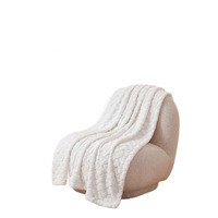 Plaid en fausse fourrure de lapin blanc, design moderne minimaliste brodé, motif à carreaux, confortable, pour toutes les saisons, décoration d'intérieur, cadeau