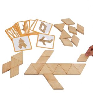 Juguete de Viaje para Niños Pequeños, Rompecabezas Tangram de Madera de Haya para Educación Temprana, Aprendizaje Preescolar de Geometría - Product Image 2
