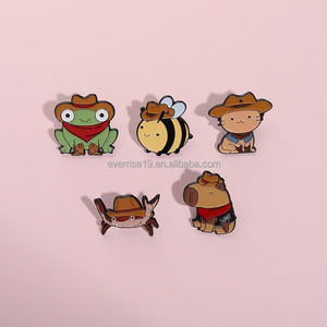 Seri Capybara lencana lebah Lucu & kodok Enamel Pin lucu kerajinan logam grosir - Product Image 2