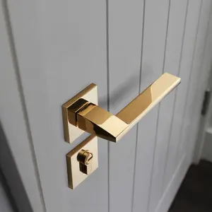 Yonfio 8039rts pvd conjunto de porta dourada, conjunto de cabo de fechadura e alavanca de liga de zinco para quarto e porta de madeira