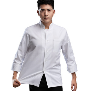 Chaqueta <span class=keywords><strong>de</strong></span> Chef <span class=keywords><strong>de</strong></span> Alta Gama en Sarga <span class=keywords><strong>de</strong></span> Algodón Elástico, Manga Larga, Uniforme <span class=keywords><strong>de</strong></span> Chef <span class=keywords><strong>de</strong></span> Hotel para Hombre, Ropa <span class=keywords><strong>de</strong></span> Trabajo para Otoño e Invierno - Product Image 4