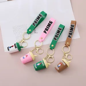 Nouvel arrivage de logo lettres personnalisées Prime Drink Whistle Keychain Creative Automobile Beverage Bottle Sports Coffee Keychain For Gift