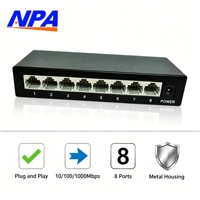 Switch de Red Gigabit de 8 Puertos 10/100/1000Mbps, Metálico, de Escritorio, 16Gbps, Plug and Play, QoS, Apilable, para Hogar, Oficina, Cámara IP
