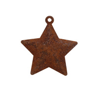 Lonceng Natal Antik Logam Warna Karat, Liontin Dekoratif Vintage Bentuk Salib Bulat, Lonceng Besi Bintang Lima Berkarat