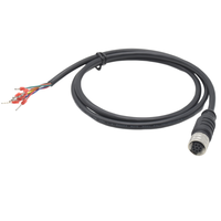 Conector M12, arnés de cableado de código A de 8 pines, enchufe hembra blindado circular industrial a terminales de cableado, cable impermeable IP67
